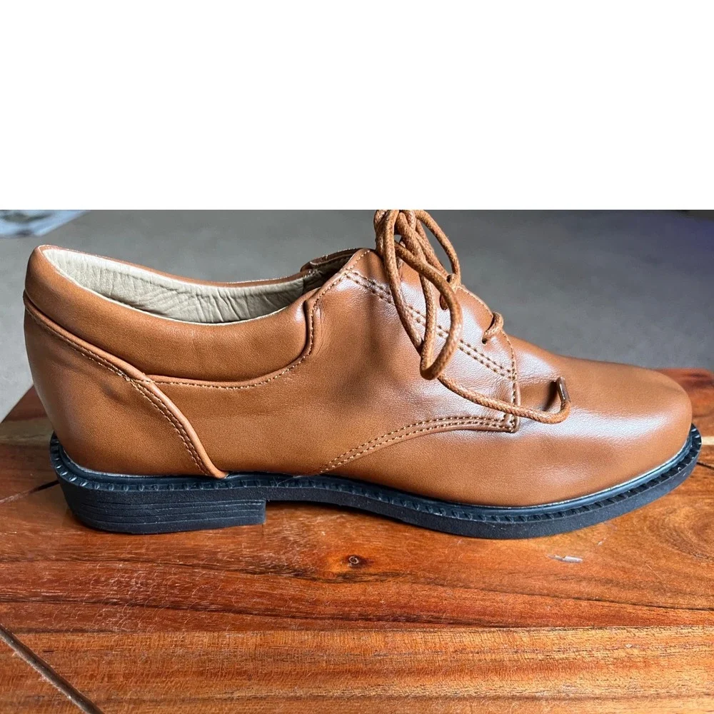 AKK Life‎ Style Boys Tan Brown Lace Up Oxford Dress Shoes Size 34 EU US 3